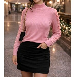 Crave Fame Pink High Neck Sheer Side Stretch Pullover Top Womens‎ Size XL